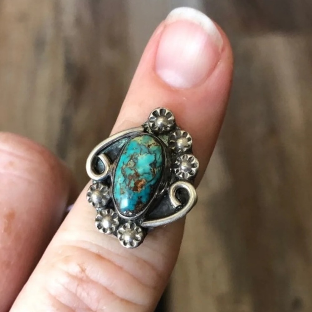 Vintage turquoise silver ring 5